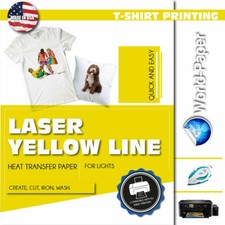 Laser Heat Transfer Paper Light T shirts Yellow Line 8.5"x11"-11"x17" Soft Touch