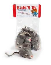 Real Rabbit Fur Mouse Cat Toy - 5 Pak - Solid Body