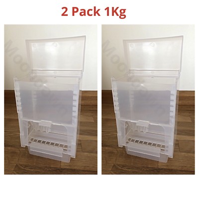2pk 1kg Seed Hopper Feeder Plastic For Aviary Cage Bird Finch