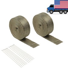 2 Rolls 2 50ft Titanium Basalt Manifold Header Exhaust Heat Wrap 12 Ties Kit