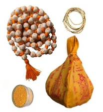 Hare Ram Hare Krishna Jap Mala (108+1) Beads with Gomukhi Bag & Chandan Tika