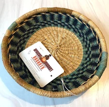 NWT African Fair Trade Woven Market Fruit Basket Shallow One of a Kind