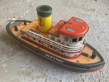 NEPTUNE TIN LITHO TOY TUG BOAT BATTERY OPERATED MODERN TOYS JAPAN 1950s/1960