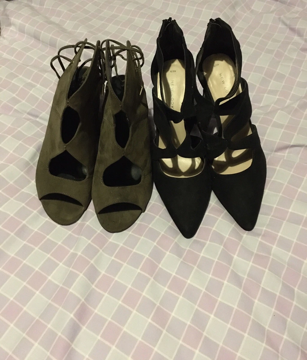 Women s New Look Black Khaki Heels UK Size 6 x2 pairs eBay