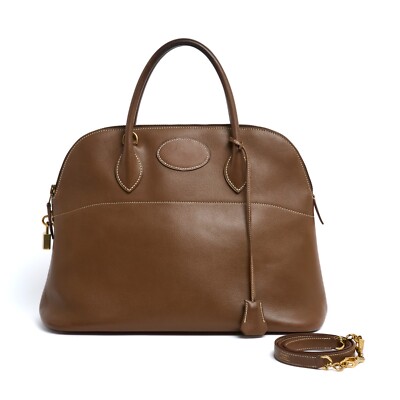 Hermès 1991 Sac Bolide 35 braune Leder Bolide Tasche mit Riemen Hermes Spa