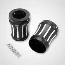 4" Muffler End Caps Black Gauge Series Merge For Harley Touring Road Glide 86-16