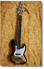 Basso Elettrico 5 Corde Jazz Bass Sunburst Maple Neck Manico e Tastiera in Acero