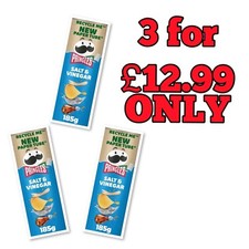 3X Pringles Salt & Vinegar Sharing Crisps 185g