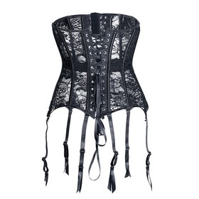 US Boned Lace Waist Training Corset Underbust Waist Trainer Body Shaper Garters