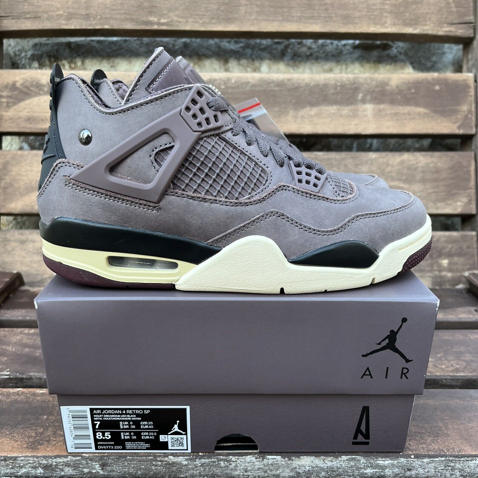 A Ma Maniere x Air Jordan 4 Retro Violet Ore DV6773-220 Size 7 US Men's