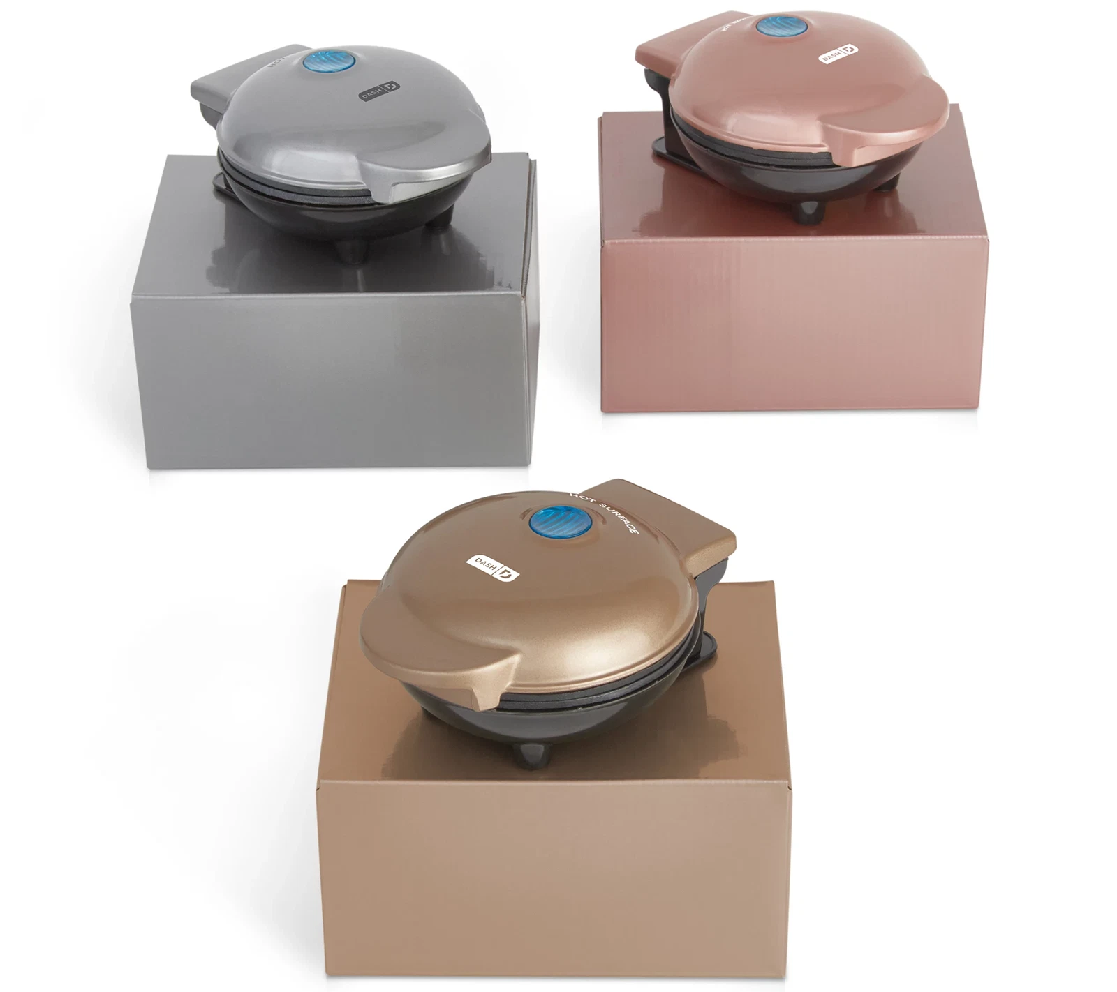 Dash Set of 3 Mini Waffle Makers for Individual Waffles Easy to Clean(Metallic)