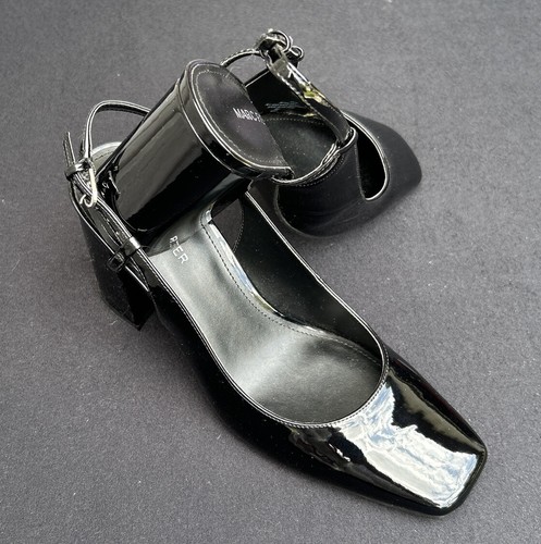 MARC FISHER Slingbacks neri in ecopelle verniciata taglia 9,5M nuovi senza etichette - Foto 2 di 13