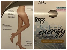 L'eggs Sheer Energy Pantyhose Compression Tights Light Support Suntan Size Q
