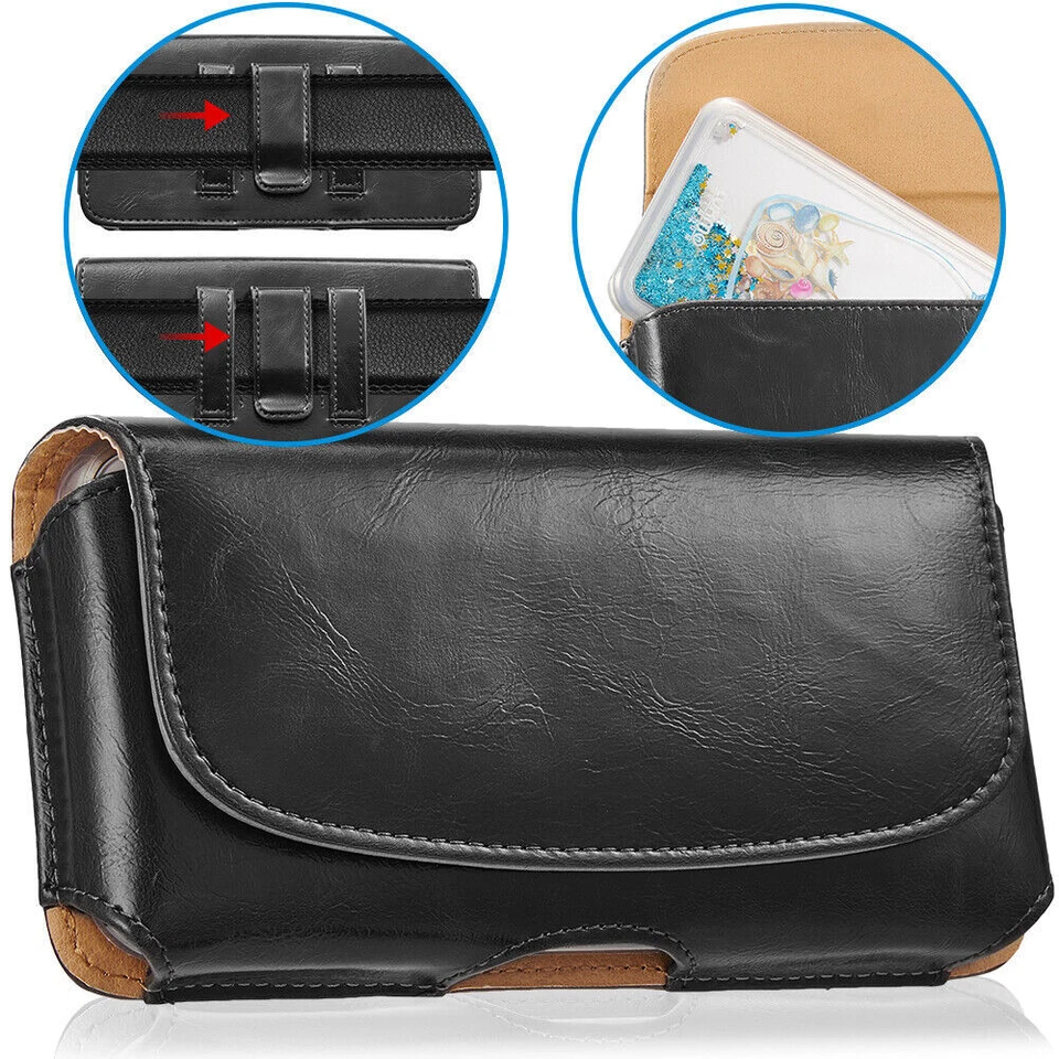 2x Funda Universal Clip Cinturón Para Teléfono Celular Bolsa Cubierta Vertical Foto 2 de 4