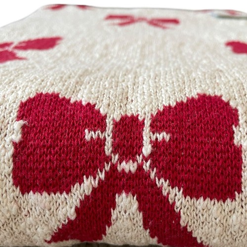 JINGLES & JOY Christmas BOWS Throw Blanket 50x70 Red & Cream Holiday Decor New - Picture 10 of 13