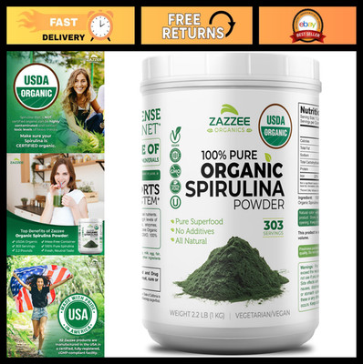 Organic Spirulina Powder 2.2 lbs - 303 Servings, Non-GMO, Kosher, Pure & Fresh
