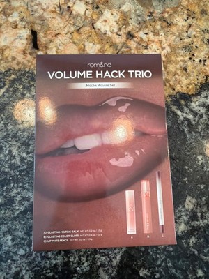 rom&nd Volume Hack Trio Mocha Mousse Set Lip Kit Balm Gloss Pencil New Sealed