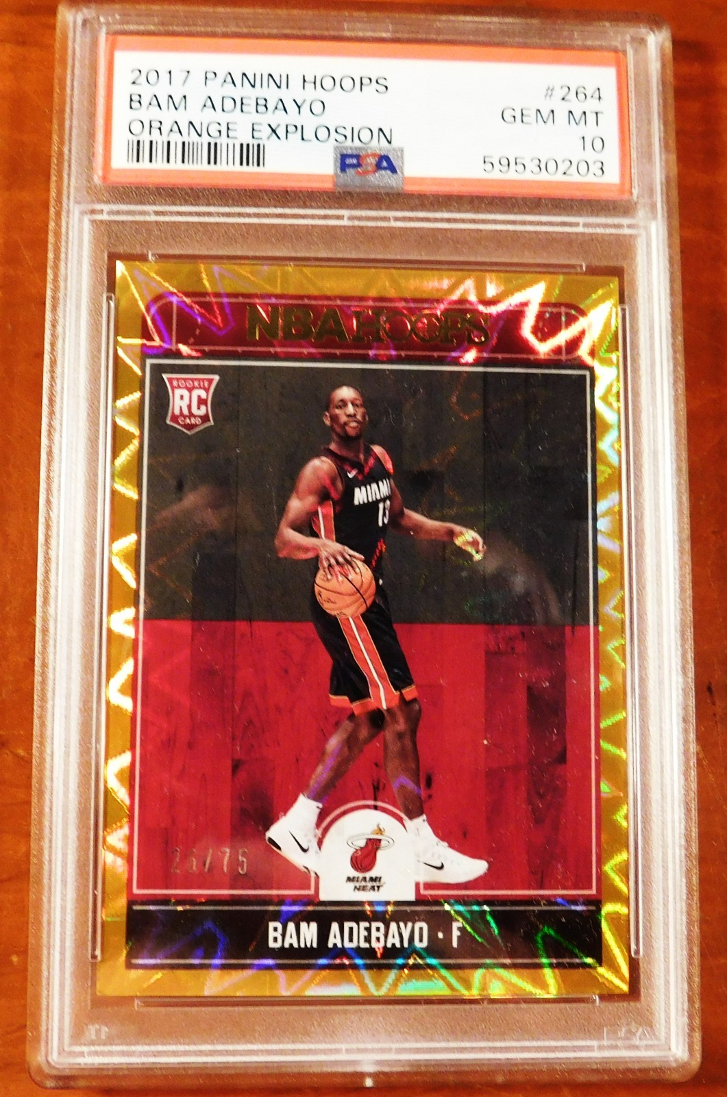 2017-18 NBA Hoops BAM ADEBAYO Orange Explosion 26/75 Rookie Card #264 PSA-10
