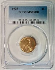 1935 Lincoln Cent (Wheat Penny), PCGS MS-65 RD