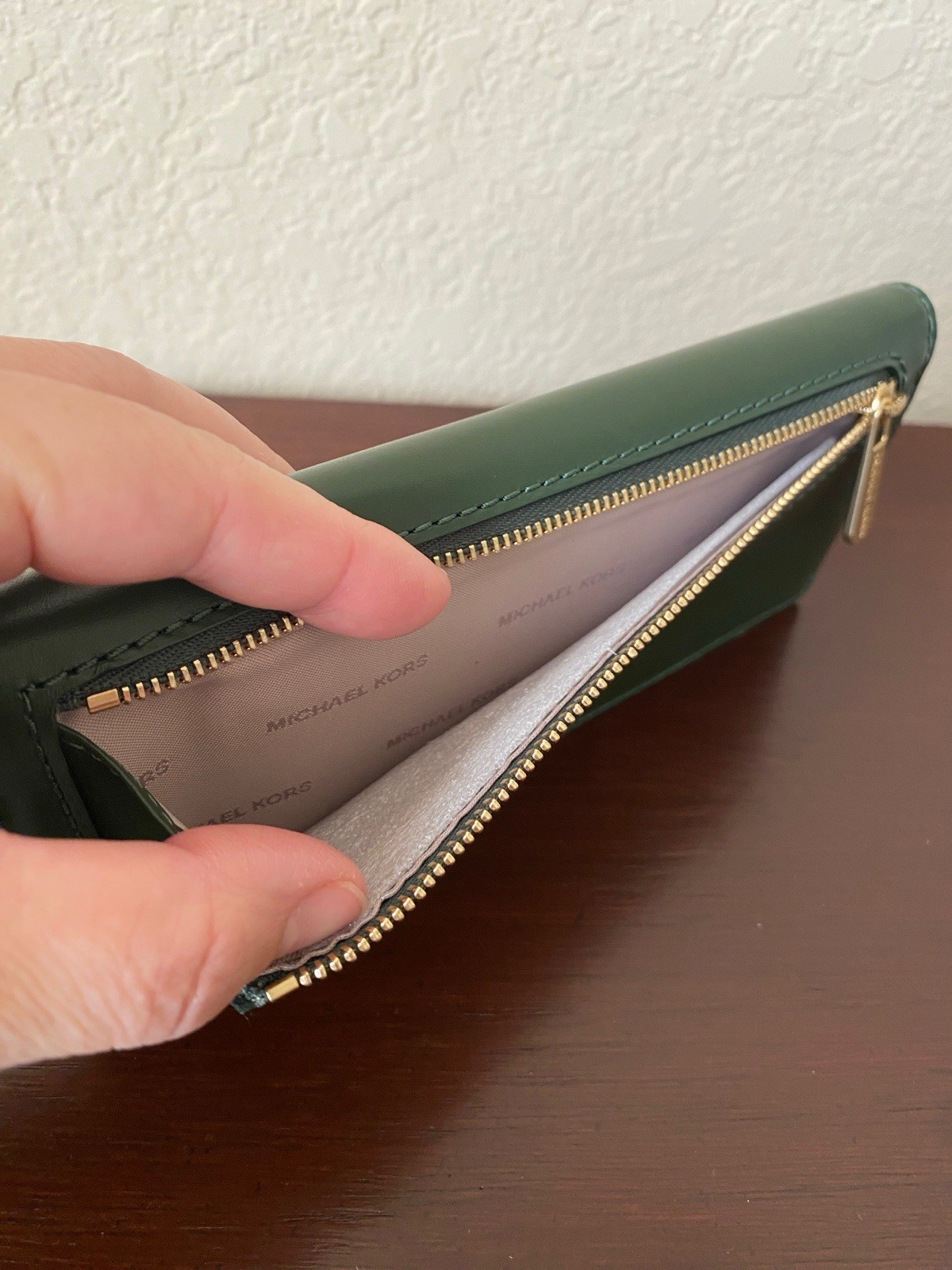 Michael Michael Kors Natalie Flat Smooth Leather Wallet Moss thumbnail 3