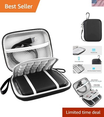 External Hard Drive Case with Extra Space for USB Cables & Cards - 1TB to 6TB