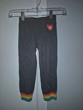 M M Kids Gray 3T Leggings with Rainbow Cuffs and Heart Detail