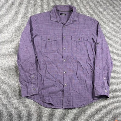 Alfani Shirt Men's M Regular Fit Purple Textured Button Up Long Sleeve Casual