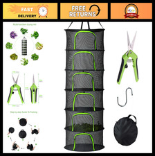 6-Layer Hanging Herb Drying Rack, Foldable Mesh Net with Zipper Hooks, Ideal f
