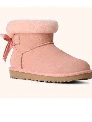UGG Mini Bailey Mixed Bow Women's Boots Shoes sz 8  Brand New In Box Beige Blush