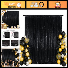 7x7ft Black Sequin Backdrop for Photography, Wedding  Party Decor, Thick Glitte