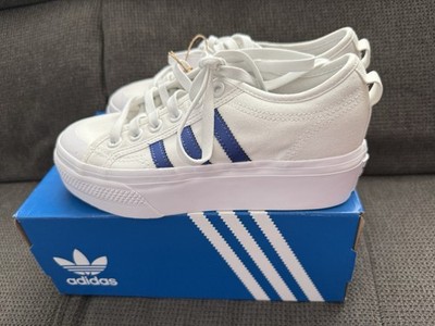Adidas Canvas Plateau Sneaker Weiß Blau Nizza Platform Gr 38 2/3