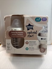 Tommee Tippee Natural Start 2 Bottles 0-2 Months Latching Anti-Colic Leak Proof