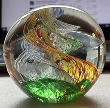 Paperweight Glass Globe Multi Color Swirls Over 2lbs 3.5" Smooth Vibrant Orb