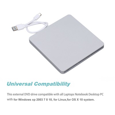 External DVD Drive USB 3.0 Type C CD Burner Slim Portable CD DVD Optical 