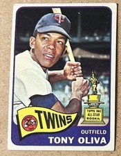 TONY OLIVA 1965 TOPPS CARD 340 MINNESOTA TWINS ALL STAR ROOKIE FREE SHIPPING!. rookie card picture