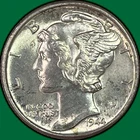 1944 Mercury Dime Brilliant Uncirculated BU Coin #40633
