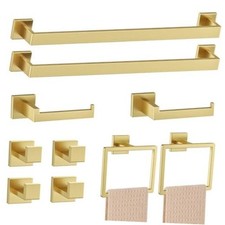 10-Piece Brushed Gold Bathroom Hardware Set Gold Towel Bar 10 Pcs Brushed Gold