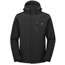 Little Donkey Andy Men's Warm Sherpa Lined Winter Softshell Jacket, Black, XXL