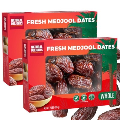 Medjool Dates Whole - Bulk 2 Lb Box (Pack of 2) - Naturally Sweet, Good Source