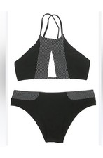 Cupshe Black and White Striped Bikini Set NWT liner inside Size Medium