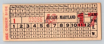 1940er Twin City Lines Eisenbahn Transfer Ticket Arcade Maryland