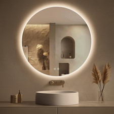 30 Inch round Backlit Bathroom Mirror with Lights, Circle LED Mirror for Bathroo
