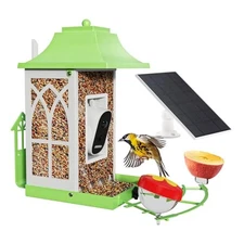 Smart Bird Feeder with Camera & Solar Panel，4.6LB Large Capacity Light Green