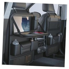 2 Pack Leather Car Backseat Organizer with Foldable Table Tray, Car Storage