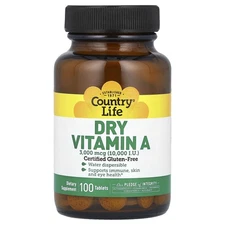 Dry Vitamin A, 3,000 mcg (10,000 IU), 100 Tablets