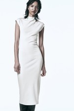 Zara White/Ivory Soft Stretch Midi Dress
