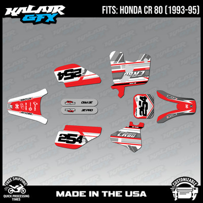 Graphics Kit for Honda CR 80 1993 1994 1995 CR80 Redeemer Series - Red