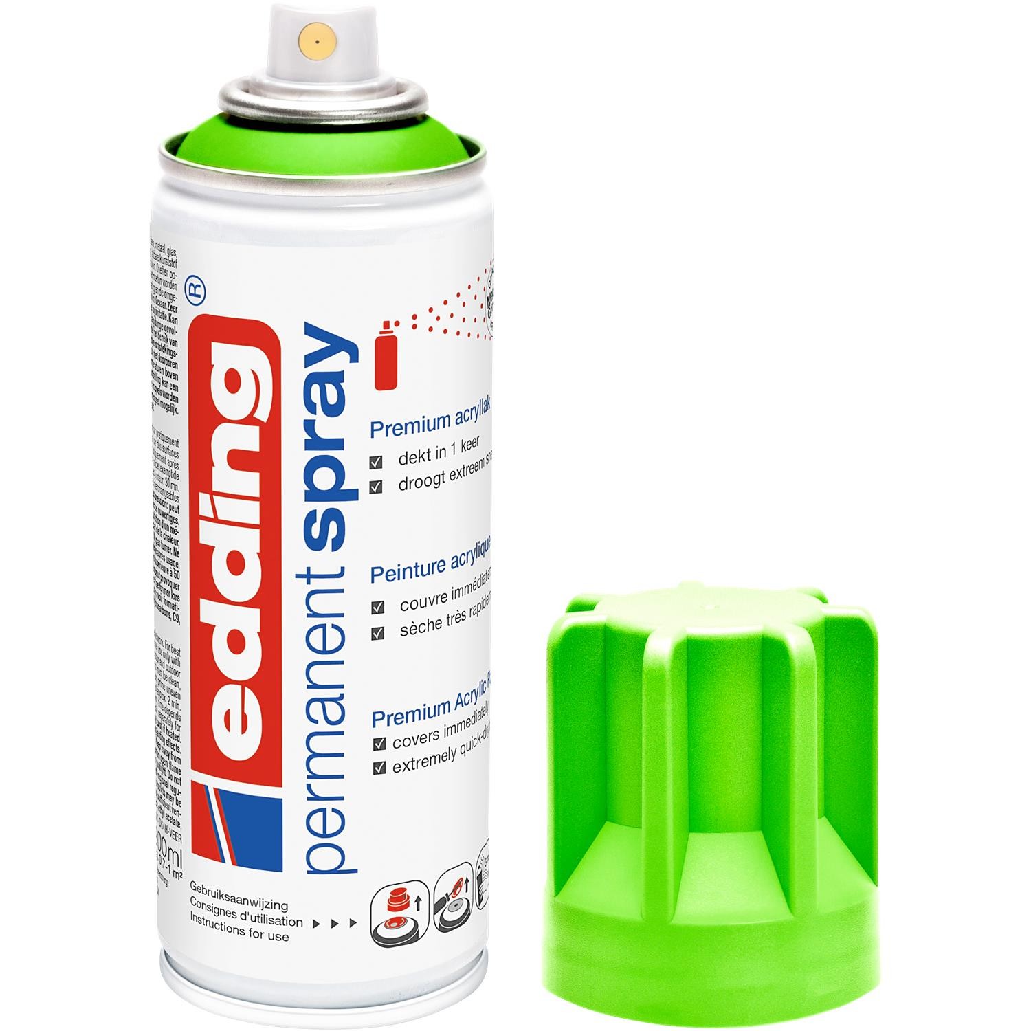 edding 5200 spray peinture permanent vert fluo lot de 3 aérosols de 200ml - 3