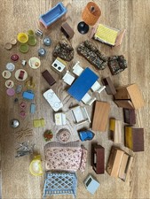 Collection Of Vintage Wooden And Plastic Dolls House Furniture And Accessories
