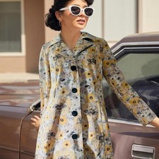 Merona Vintage Floral Cotton Swing Raincoat J...
